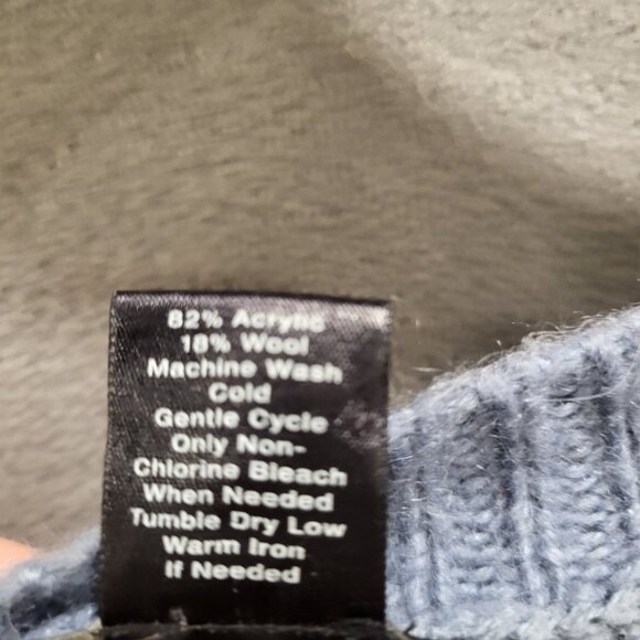 Ann Taylor Sweater Womens Blue Wool Blend Basketweave Size Medium Long Sleeve - Picture 4 of 6